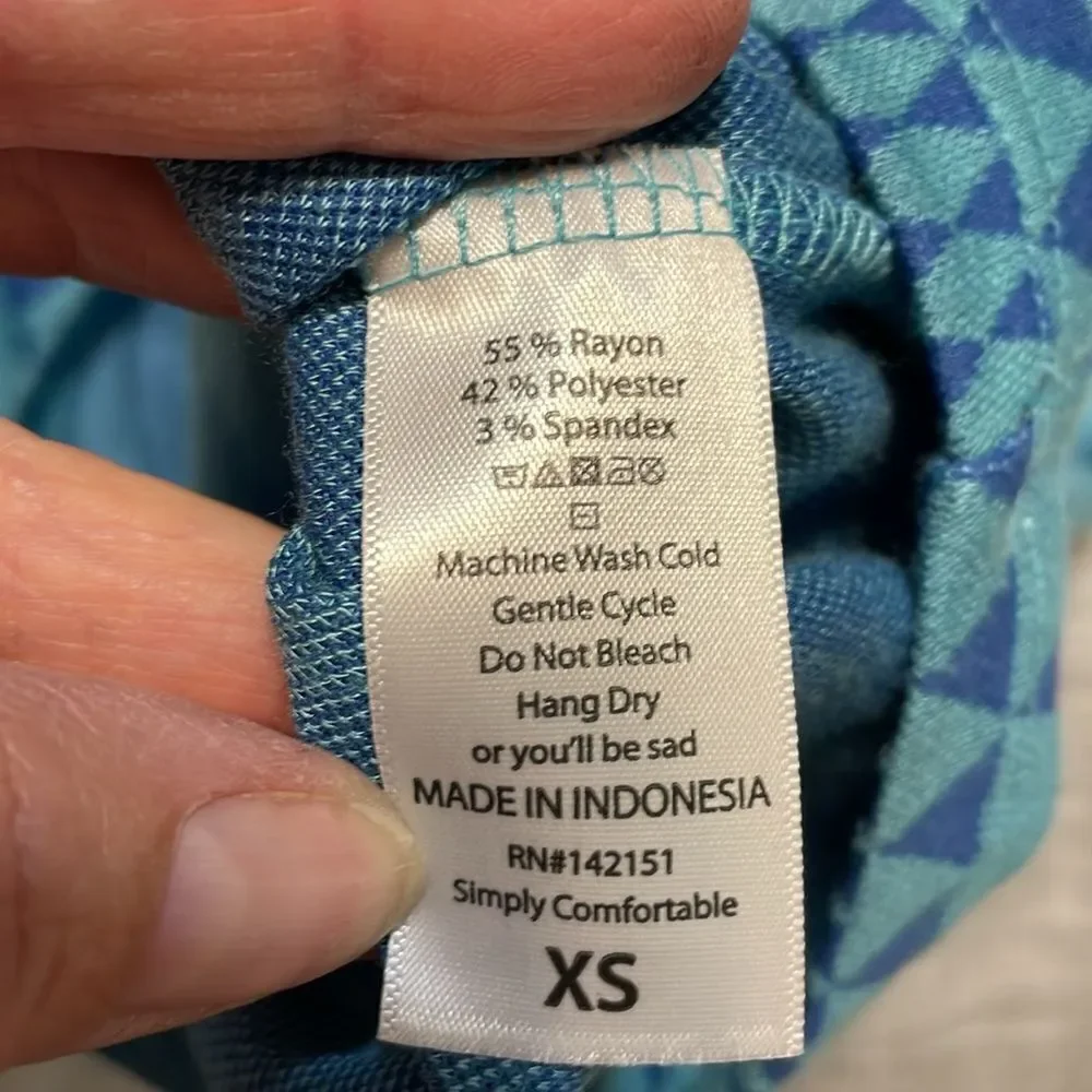 LuLaRoe Blue Geometric Bodycan Dress, Julia, XS